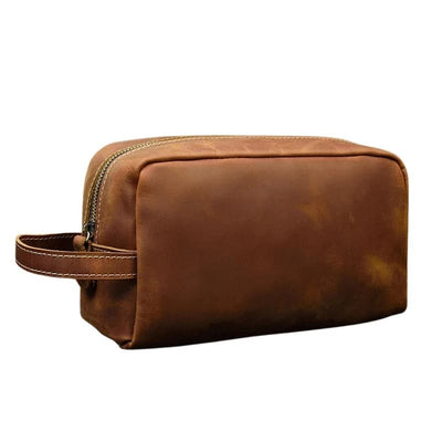 Trousse de toilette homme cuir vintage marron