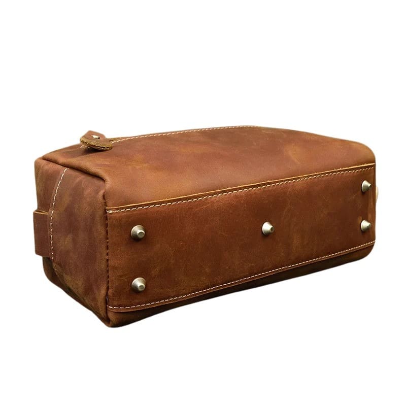 Trousse de toilette homme cuir vintage marron