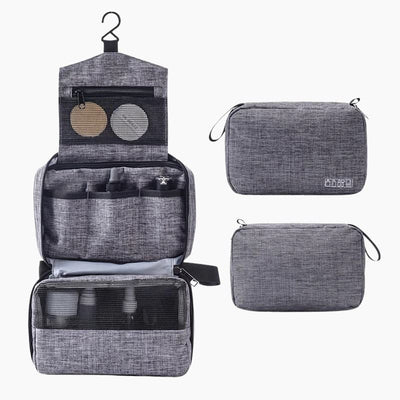 Trousse de toilette pliable à suspendre gris - À vos trousses