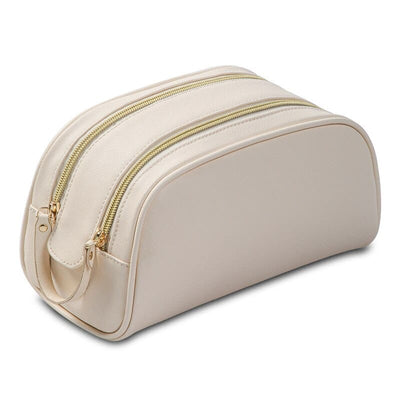 Trousse de toilette double zip beige - À vos trousses